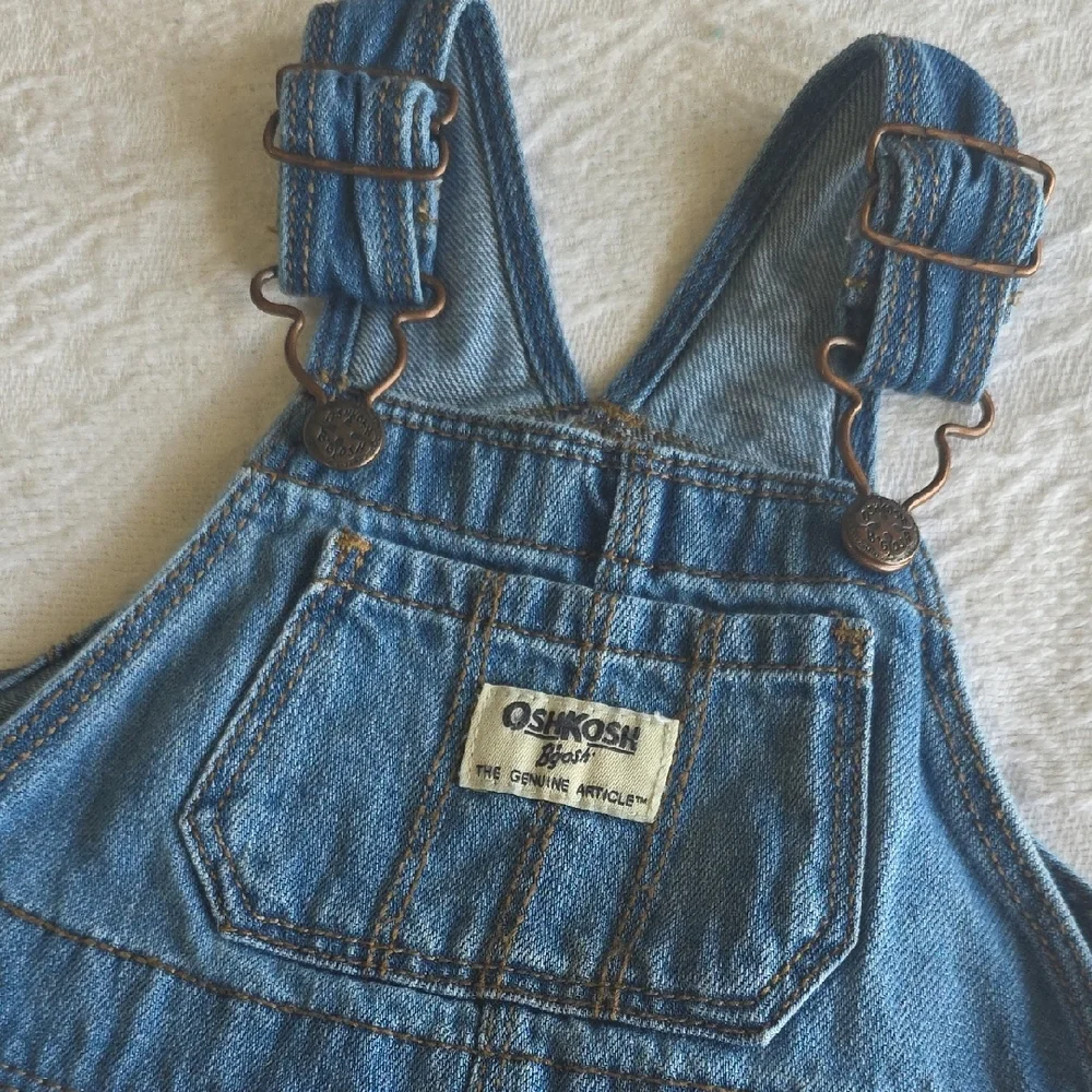 OshKosh B'gosh Denim & Floral Girls Overall Dress 9-12 Mo